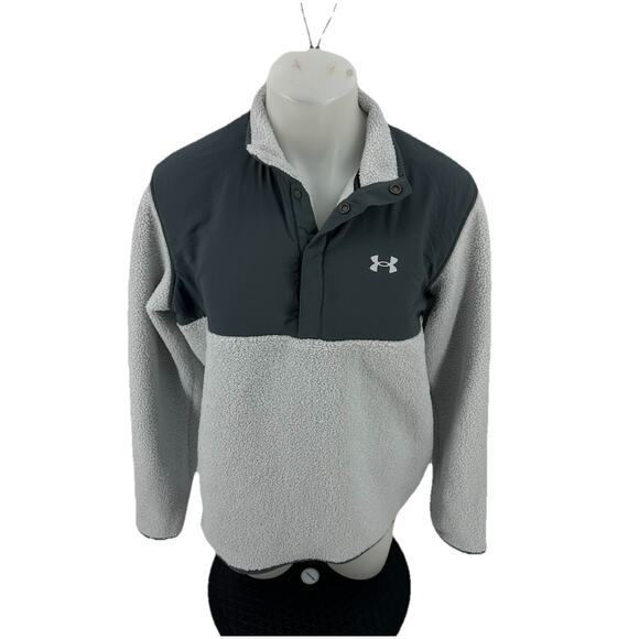 NEW UNDER ARMOUR Men XL Sweater Sherpa Fleece 1/4 Snap Button Sweatshirt CLT - Picture 1 of 9